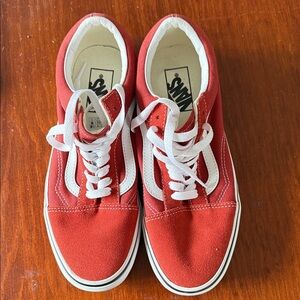 Vans Kids Men's Sz 7.5 Old Skool Red and White Skate Sneakers